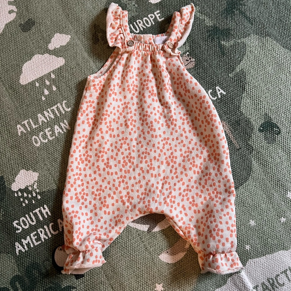 Zara ruffle spotted overalls